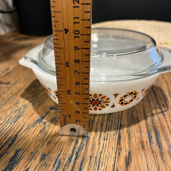 🧡JAJ Pyrex 505 England Casserole with Lid — Orange Flower Power Pattern - Picture 3 of 7